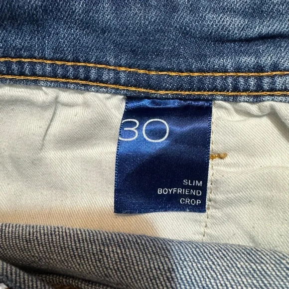 Pilcro Slim Boyfriend Crop Anthropologie Distressed Medium Wash Jean Size 30 - Picture 7 of 7